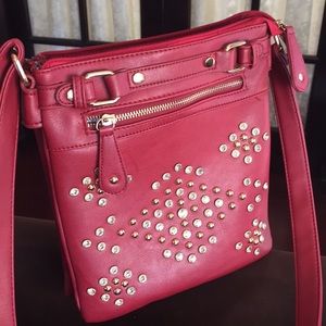 Red studded crossbody bag